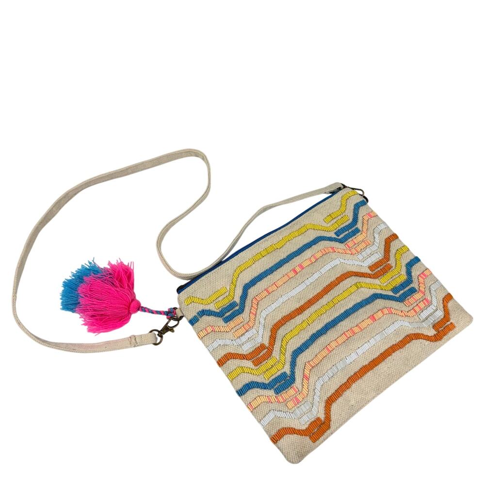 Fabulous MJ New York Beaded Bag Pouch Crossbody With Tassels